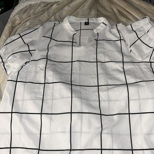 1X Shein Blouse Black and White